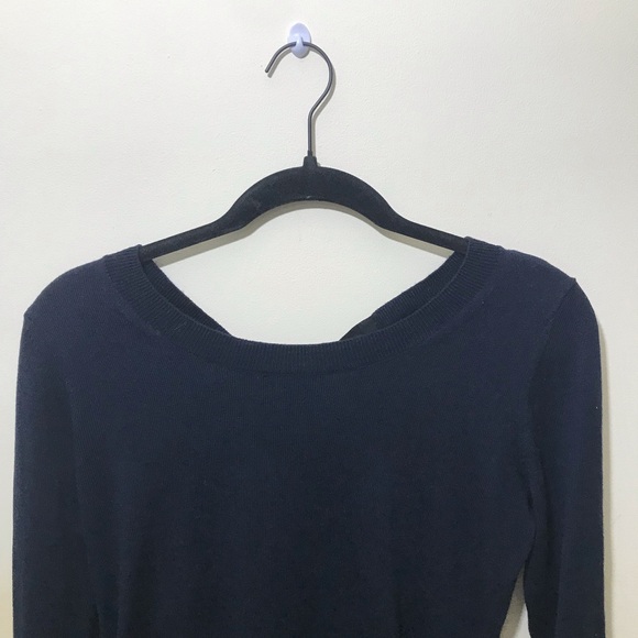 H&M S small navy blue Mama Maternity Sweater pullover open tie back bow - Picture 7 of 13